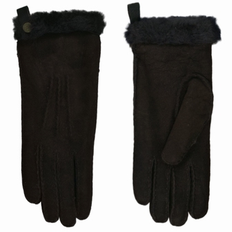 Schapenvacht dames handschoenen kleur DONKER BRUIN