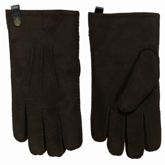 Schapenvacht heren handschoenen kleur DONKER BRUIN